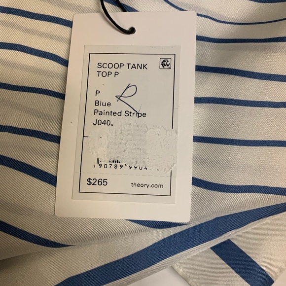 Theory Scoop Neck Tank Top In Striped Silk - Picture 6 of 10